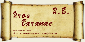 Uroš Baranac vizit kartica
